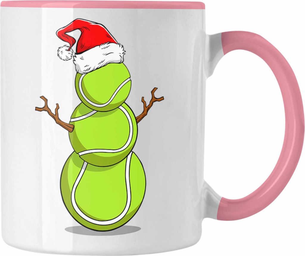 Trendation - Tennis Weihnachten Tasse Geschenk Tennisspieler Geschenkidee Trainer Coach (Rosa)