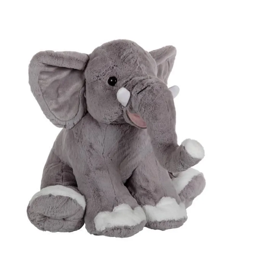 Éléphant en peluche 50 cm GIPSY assis - Finition premium et toucher doux