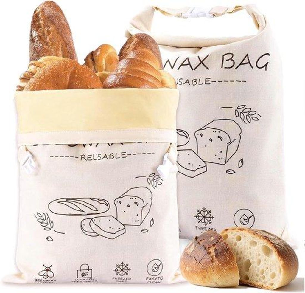 Kleiner Korb aus Baumwolle für selbstgebackenes Brot - 43x33cm - herstellbar - für das Kühlschrank - Beige
