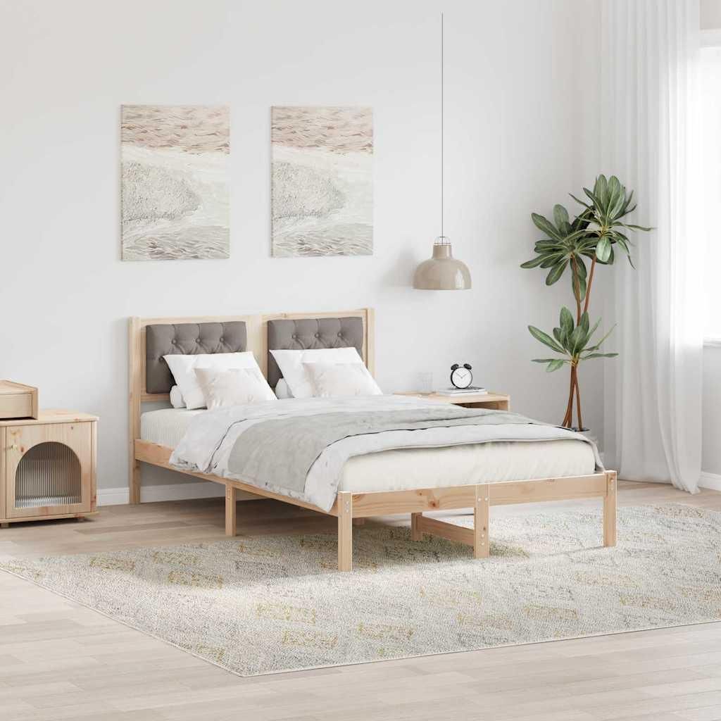 "Schlussverkauf" Einzelbett 1 PLACE - bettrahmen moderne - mit Kopfteil - Taupe 120x190 cm Massives Kiefernholz C3530
