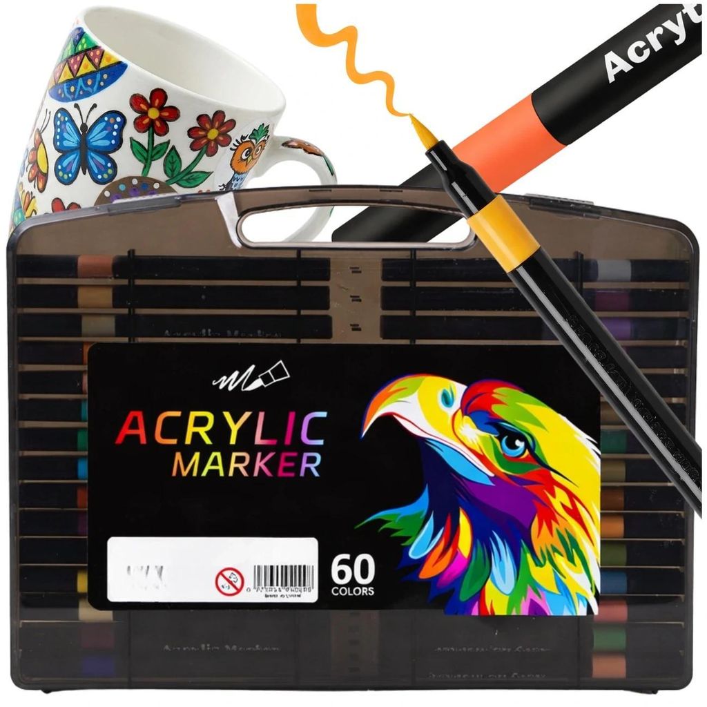 Marqueurs acryliques, 60 couleurs, coffret, marqueurs pour Image du produit 