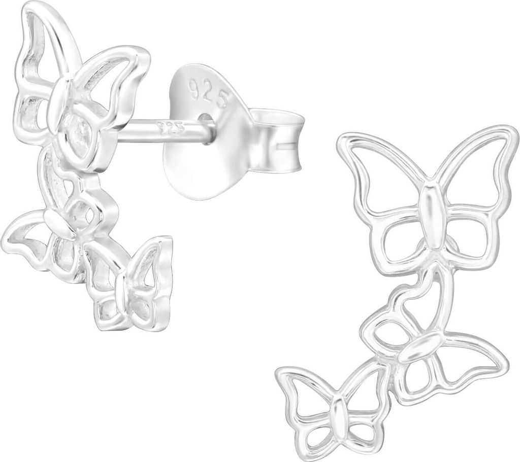 925 Sterling Silber Ohrstecker Dreifacher Schmetterling