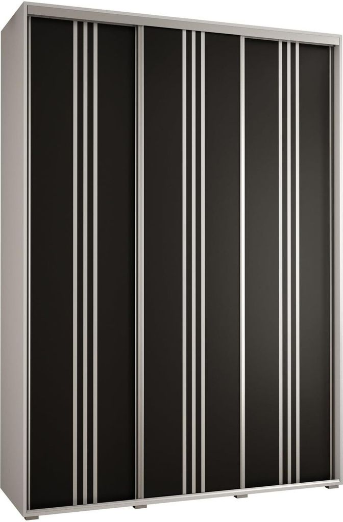 MEBLE KRYSPOL Davos 6 Schrank, drei Türen - 235,2x180x45 cm - Weiß Schwarz Silber