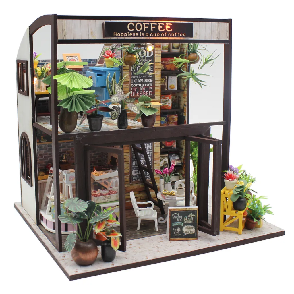 Maquette Maison Miniature Café à Construire - Jeu Créatif en Bois