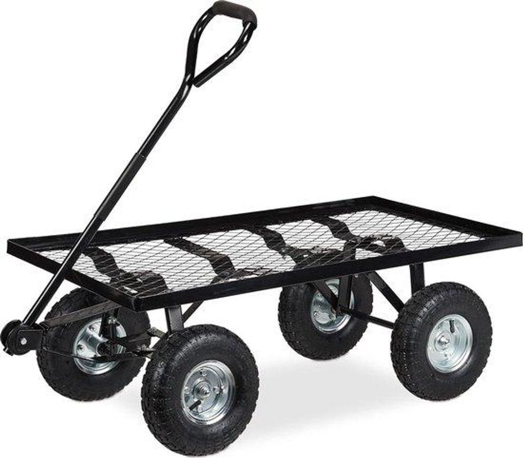 Schwarzer Stahl-Transportwagen 200kg 345x51x96cm Produktbild 