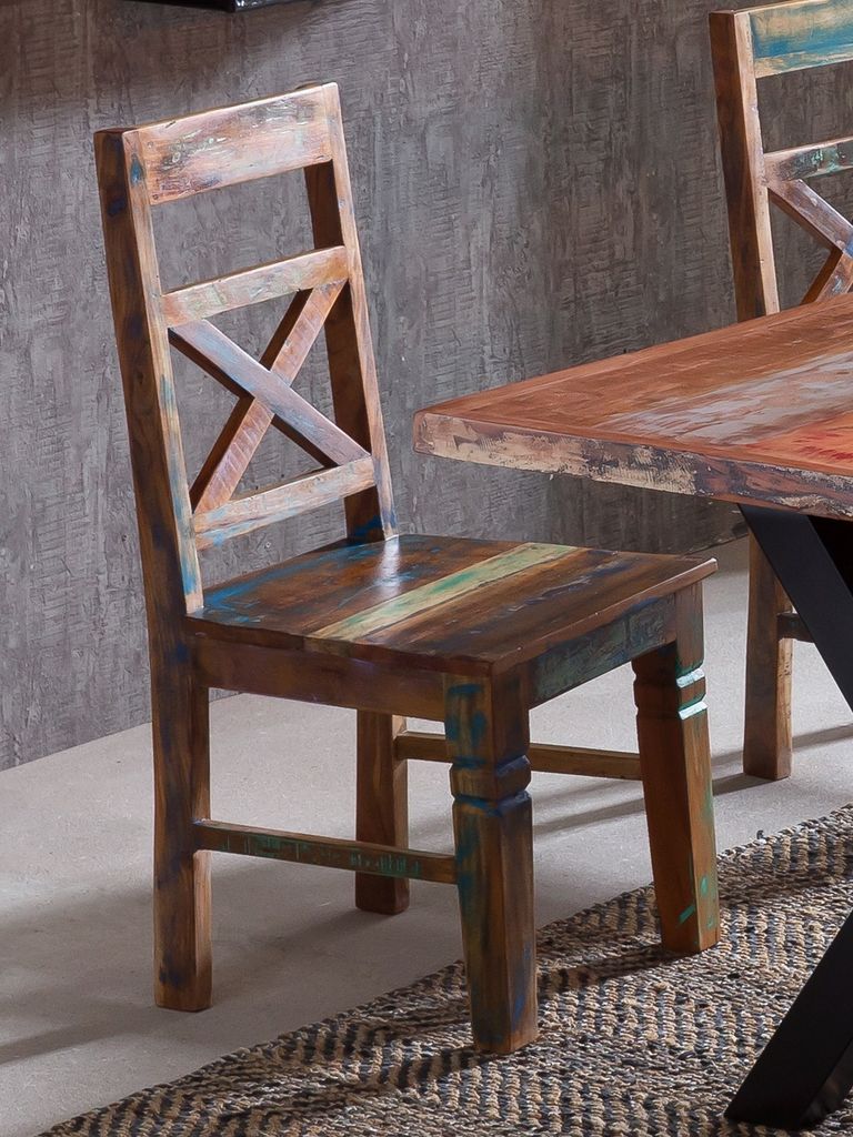 SIT Möbel Esszimmerstuhl 2er-Set | Altholz lackiert | bunt Produktbild 10