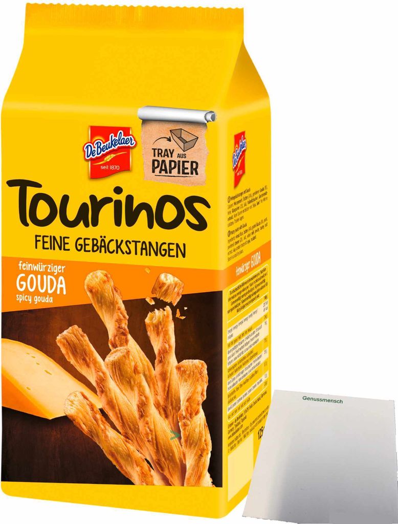 De Beukelaer Tourinos Gebäck-Stangen Käse mit feinwürzigem Gouda (125g Beutel) + usy Block