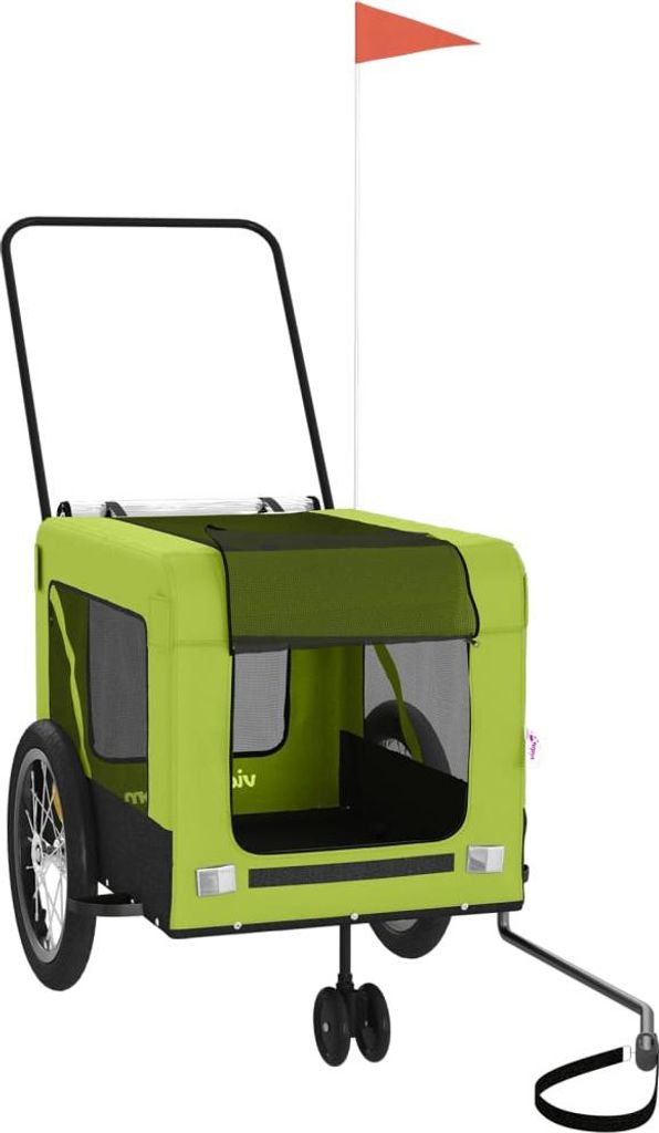 vidaXL Príves na bicykel Psy Zelená a čierna Oxford tkanina Obrázok produktu 
