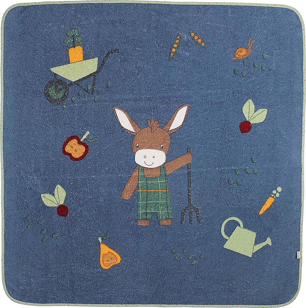 Sterntaler Baby Kapuzenbadetuch Esel Emmilius, Baumwolle, 100 x 100 cm, Mittelblau