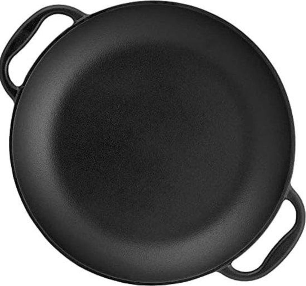 Gusseisen Paellapfanne 36 cm mit 2 robusten Gussgriffen für Gasherd, Barbecue und offene Flamme