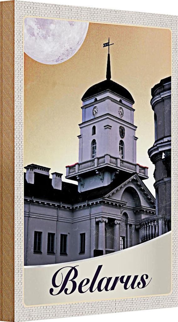 Holzschild Reise 20x30cm Belarus Architektur Gebäude Urlaub