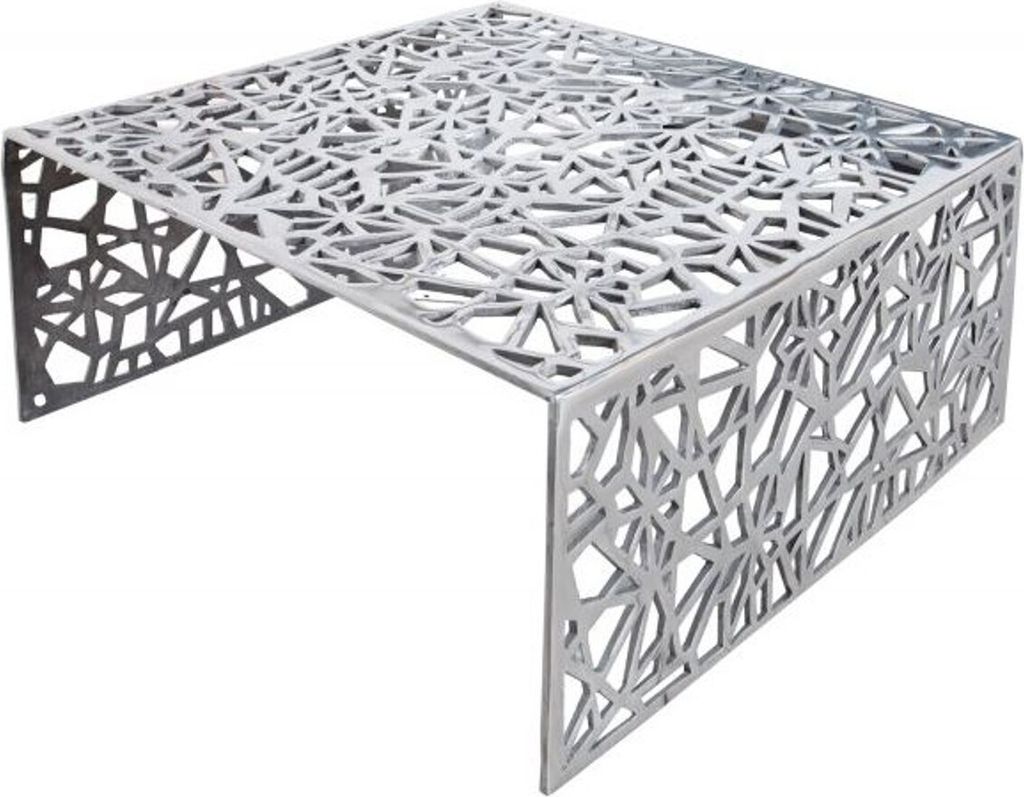 Casa Padrino Art Deco Couchtisch Silber Metall 60 x 60 x H. 32 cm - Jugendstil Tisch - Möbel Wohnzimmer