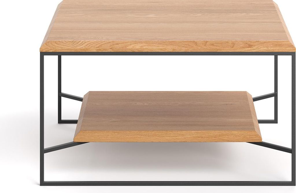 Quadratischer Mesa-Couchtisch mit Ablage 60x60 cm, Massivholz, Modern