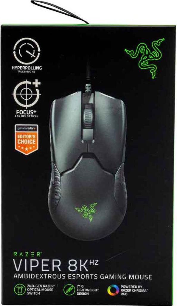 Razer Viper, rechts, Optisch, USB Typ-A, 20000 DPI, Schwarz Produktbild 