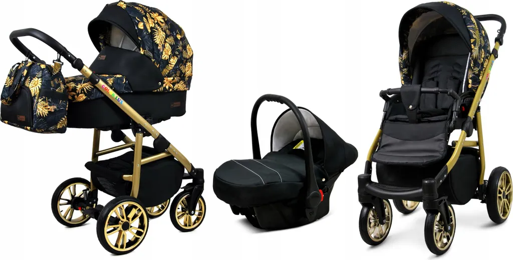 Poussette Combinée 3 en 1 Trio avec Nacelle et Siège Auto Gold Jungle