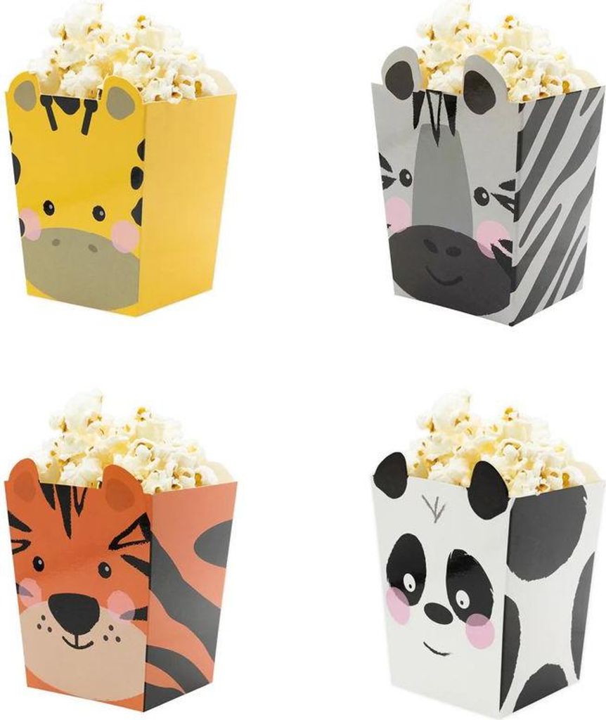 Safari Tiere Popcorn-Boxen, 4er Set
