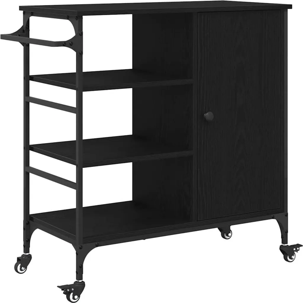 Isola Cucina Nera Rovere 87,5x38,5 vidaXL - Arredo Salvaspazio