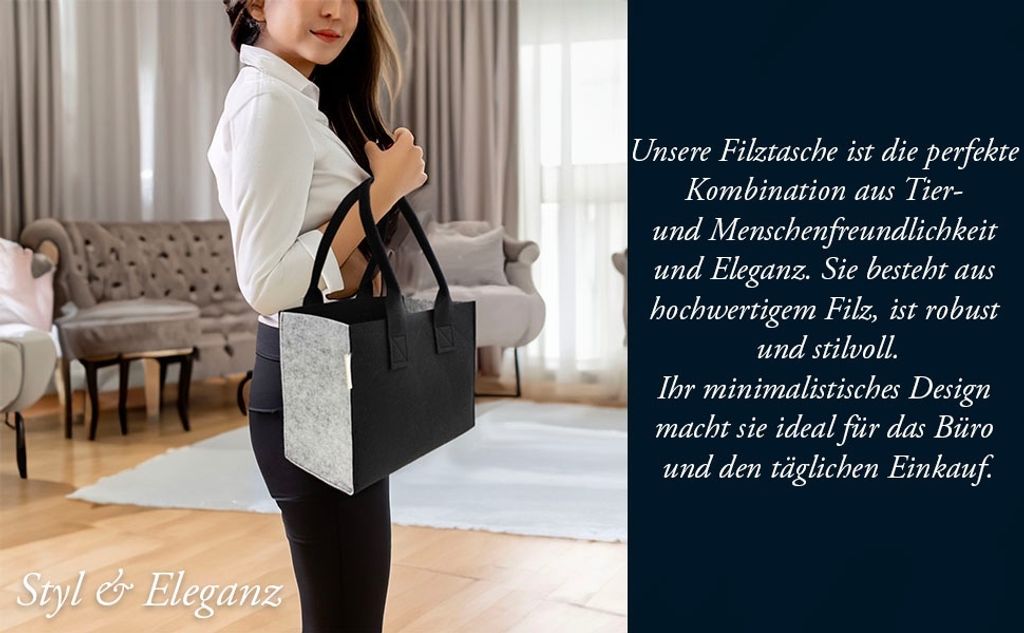 SILUK Filztasche Einkaufstasche Tasche Filz Shopper 35 x 20 Produktbild 8