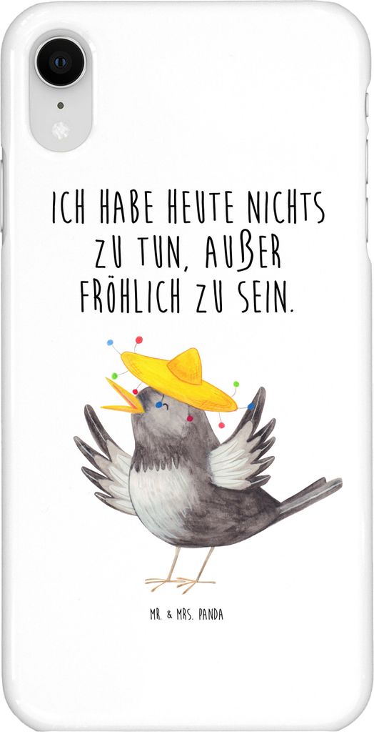 Mr. & Mrs. Panda Iphone XR Handyhülle Rabe Sombrero - Weiß - Geschenk, Vögel, Lustige Sprüche, Motivation, Vogel, glücklich sein, Premium Kuns...