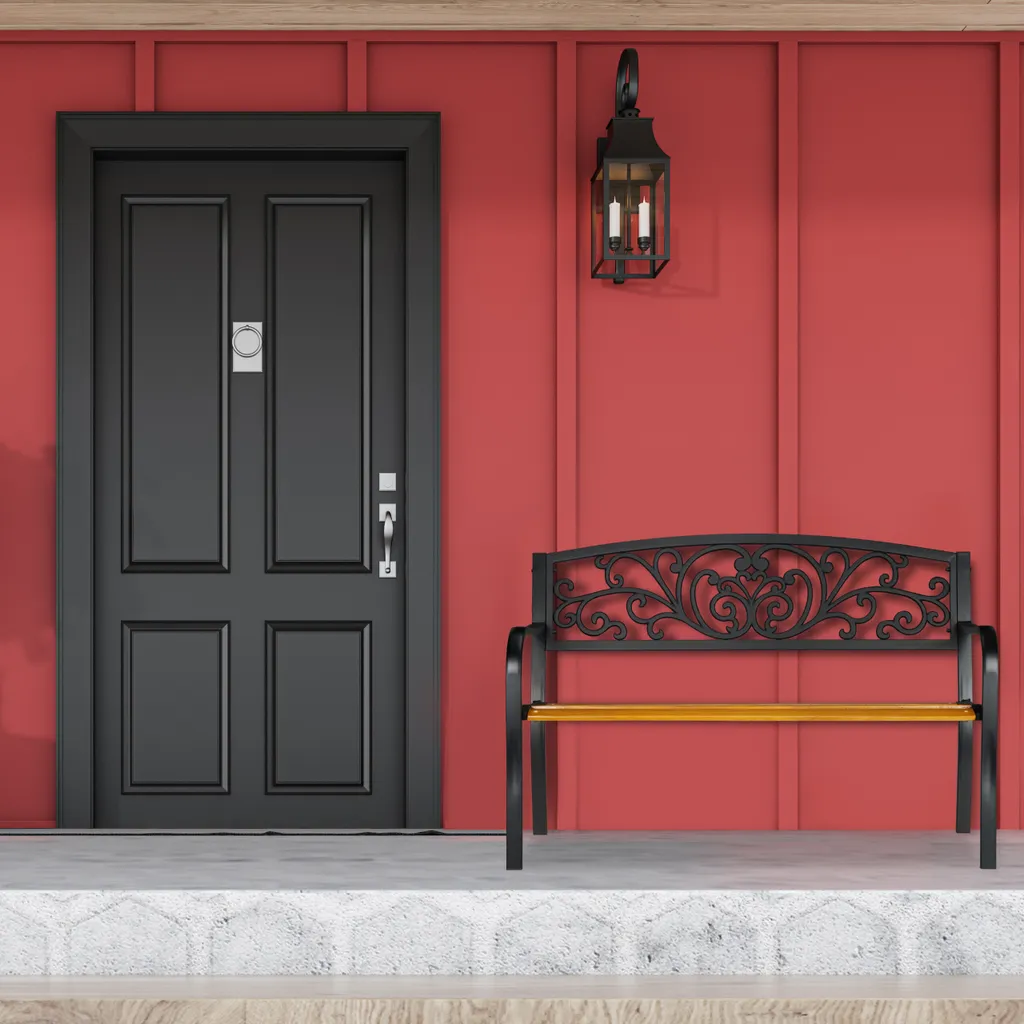 Banc de jardin bois et métal résistant aux intempéries relaxdays - 3