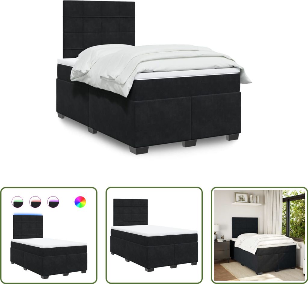 The Living Store Boxspringbett mit Matratze Schwarz 120x200 cm Samt