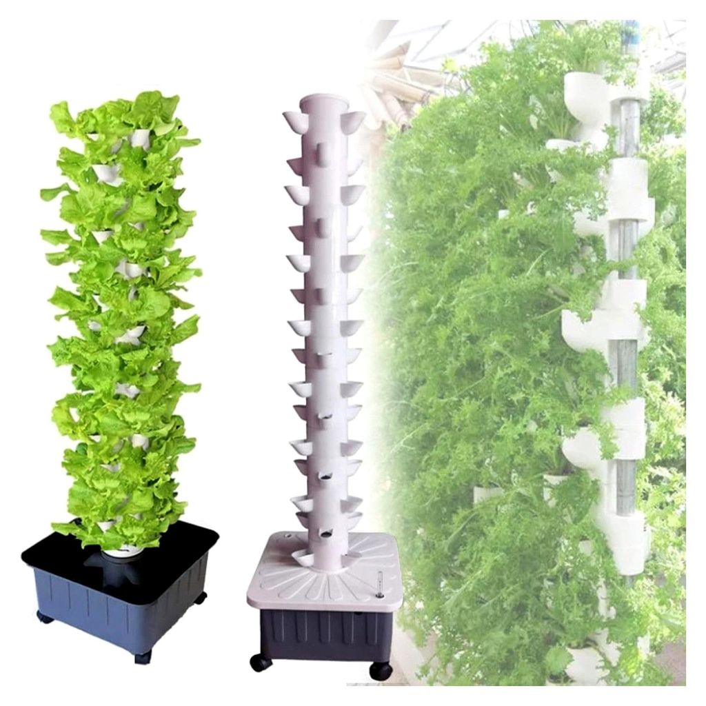 Hydroponisches Anbausystem für den Garten, Vertikaler Turm mit 45 Löchern für Kräuter, Obst und Gemüse