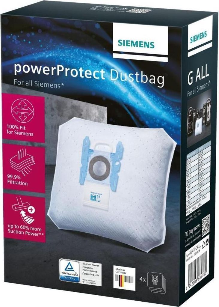 Siemens Vz41Fgall Worek do odkurzacza Typ G 4 szt Zdjęcie produktu 3