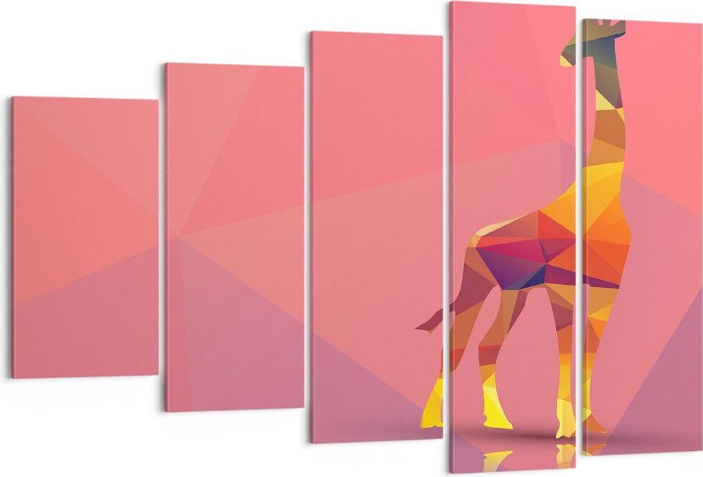 Bild auf Leinwand - Leinwandbild - Giraffe modern Grafik - 150x100cm - Wand Bild - Wanddeko - Leinwanddruck - Bilder - Kunstdruck - Wanddekoration ...