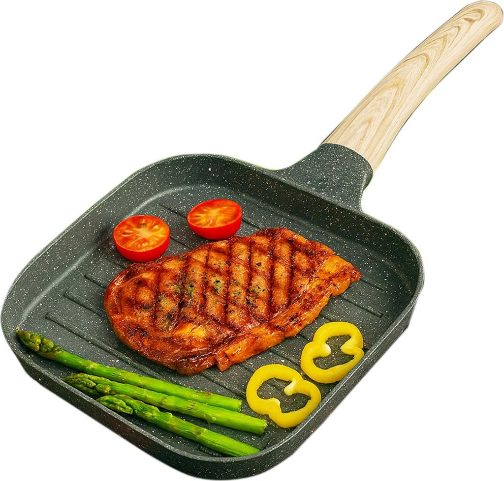 Kompakte Grillpfanne Induktion Gas perfekte Grillstreifen vielseitige Küche