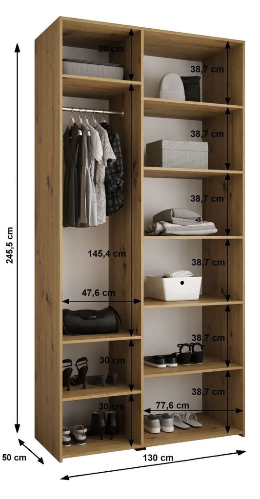 Kleiderschrank mit Regalböden 130/50 LORENA 4