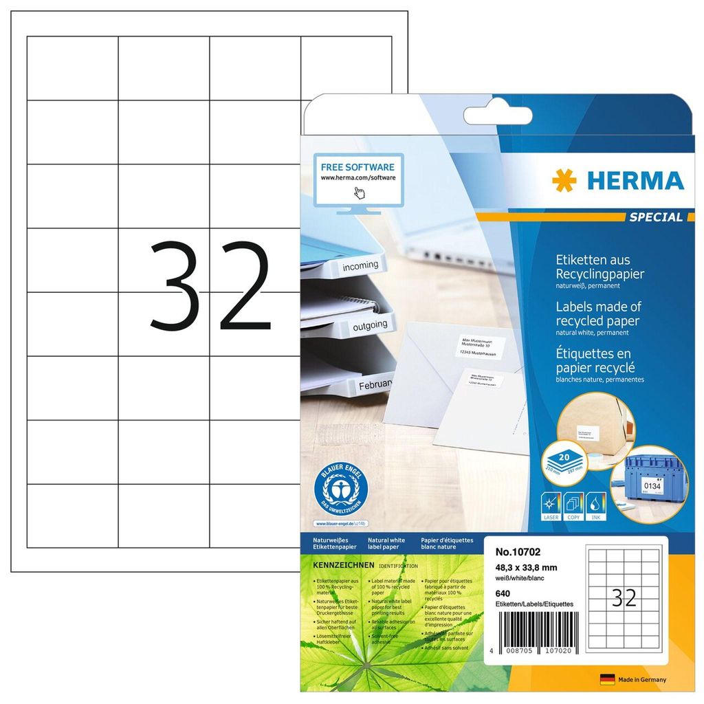 HERMA 10702, Etiketa, 4,83 cm, 3,39 cm, 32 kusov Obrázok produktu 