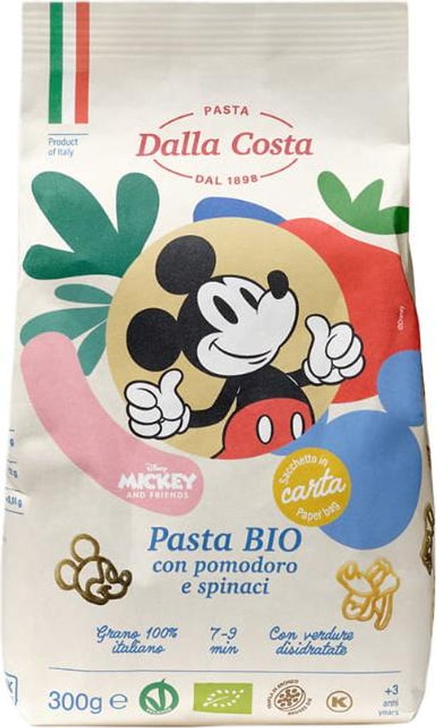 MAKARON (SEMOLINOWY TRÓJKOLOROWY) DISNEY MICKEY BIO 300 g - DALLA COSTA