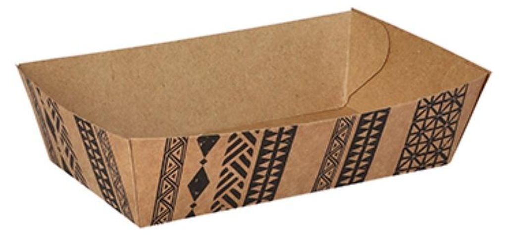 Conpax (LM) 400 Snacktrays, Pappe 3,5 cm x 7 cm x 12 cm braun "Maori" mittel | Karton (400 Stück)