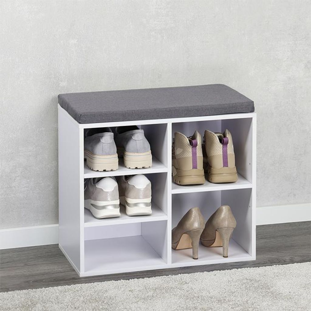 KESPER Schuhschrank mit Sitzkissen, weiß, klein