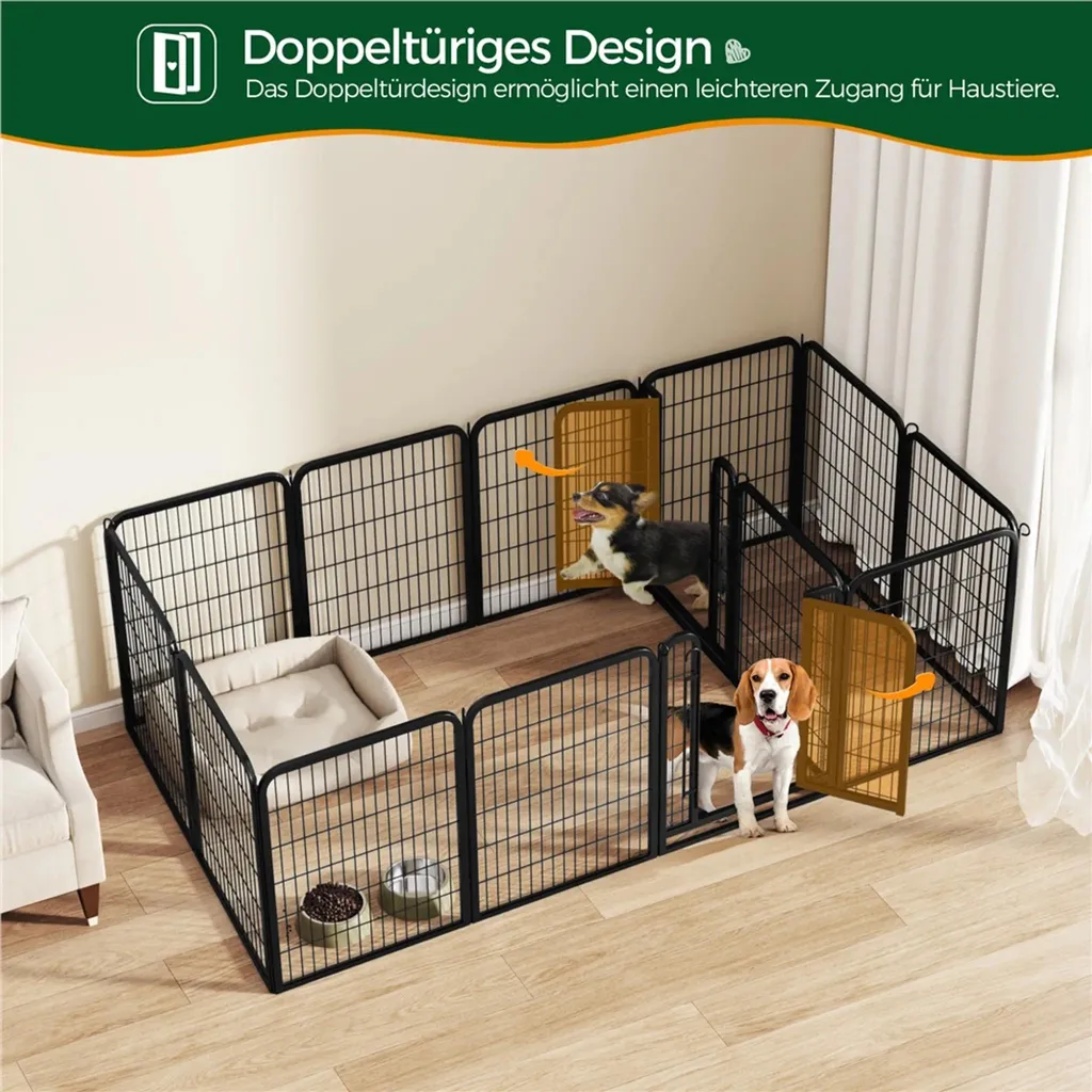 Box da Esterno 614023 Nero Pieghevole Altezza 80 cm | Recinto per Cani - 2