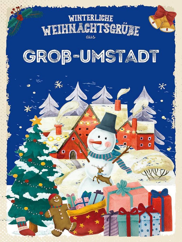 vianmo Holzschild 40x30 cm Weihnachtsgrüße GROß-UMSTADT