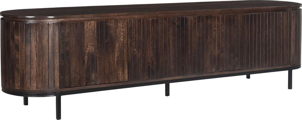 Livingfurn – TV-Möbel Noor Walnuss 210 cm – Mangoholz / beschichteter Stahl