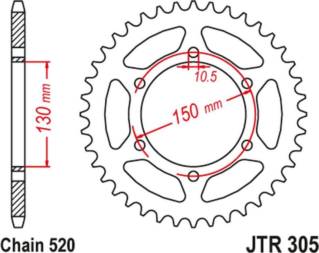 Jt Hinteres Ritzel 236 46 Für Honda Nx 650 '95-'01, Yamaha Xj 6 '09-'15 (23646Jtzbk) (Kette 520) - Siehe Auch 430946 (23646Jtzbk) K