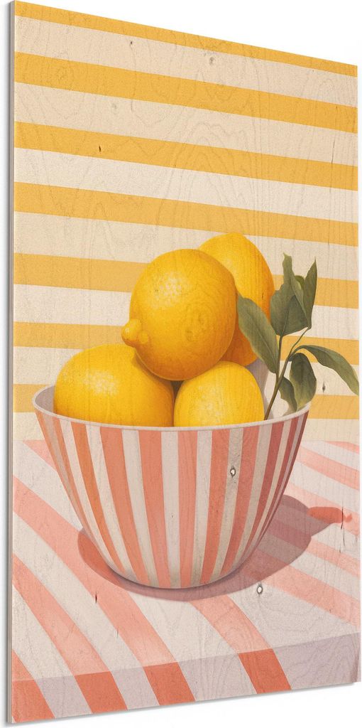 DEQORI Holzbild 40x60 cm 'Zitrus trifft Design' Bild auf Holz Wandbild Kunstdruck