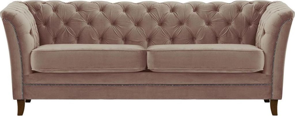 Dreisitzer-Sofa Karin-Velluto 14-dunkle Eiche-rustikales Silber