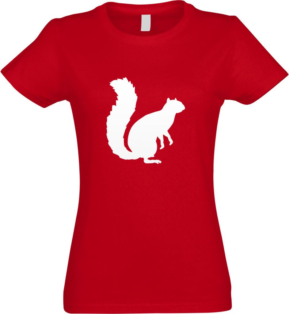 Kiwistar - T-Shirt tailliert - Damen - rot - Eichhörnchen - Squirrel - mit Motiv Bedruckt - Funshirt Design - Sport - Freizeit - Damen - XL