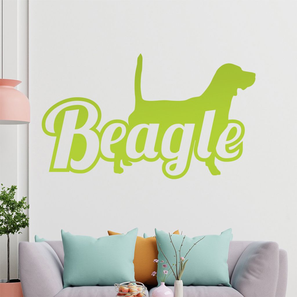 KIWISTAR Beagle mit Name Silhouette Schrift Wandtattoo in 6 Größen - Wandaufkleber Wall Sticker - Dekoration, Küche, Wohnzimmer, Schlafzimmer, B...