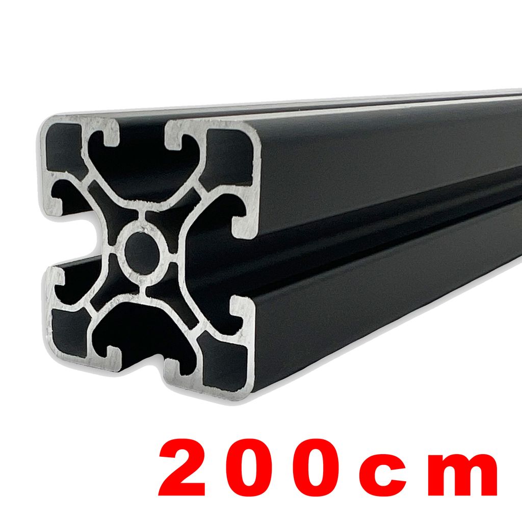 Alu Nutenprofil 40x40 mm Nut 8 Länge 2000 mm schwarz Produktbild 