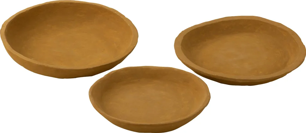 Coupe en papier mâché J-Line jaune - Set de 3 bols déco artisanaux