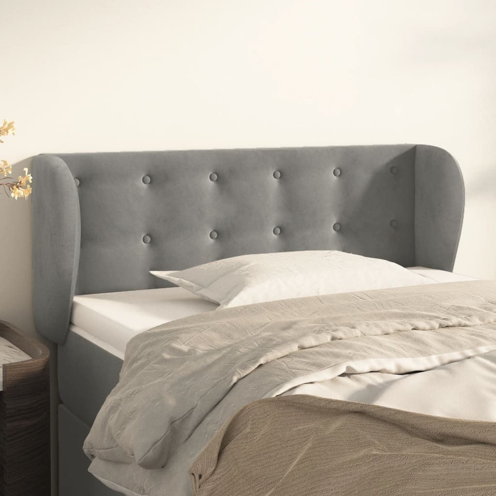 Maison Exclusive - Kopfteil mit Ohren Hellgrau 93x23x78/88 cm Samt