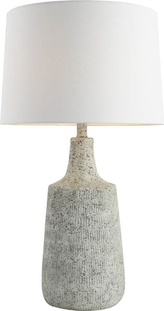 HOME DELUXE Große Tischlampe in Steinoptik CARO - Weiß | Tischleuchte Schreibtischlampe Leselampe