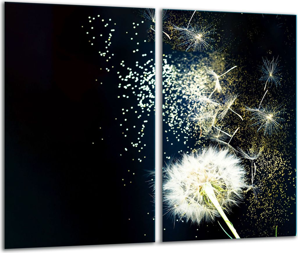 Herdabdeckplatten 2 teilig 30x52 Glaskeramikfeld Abdeckung Glas Blumen