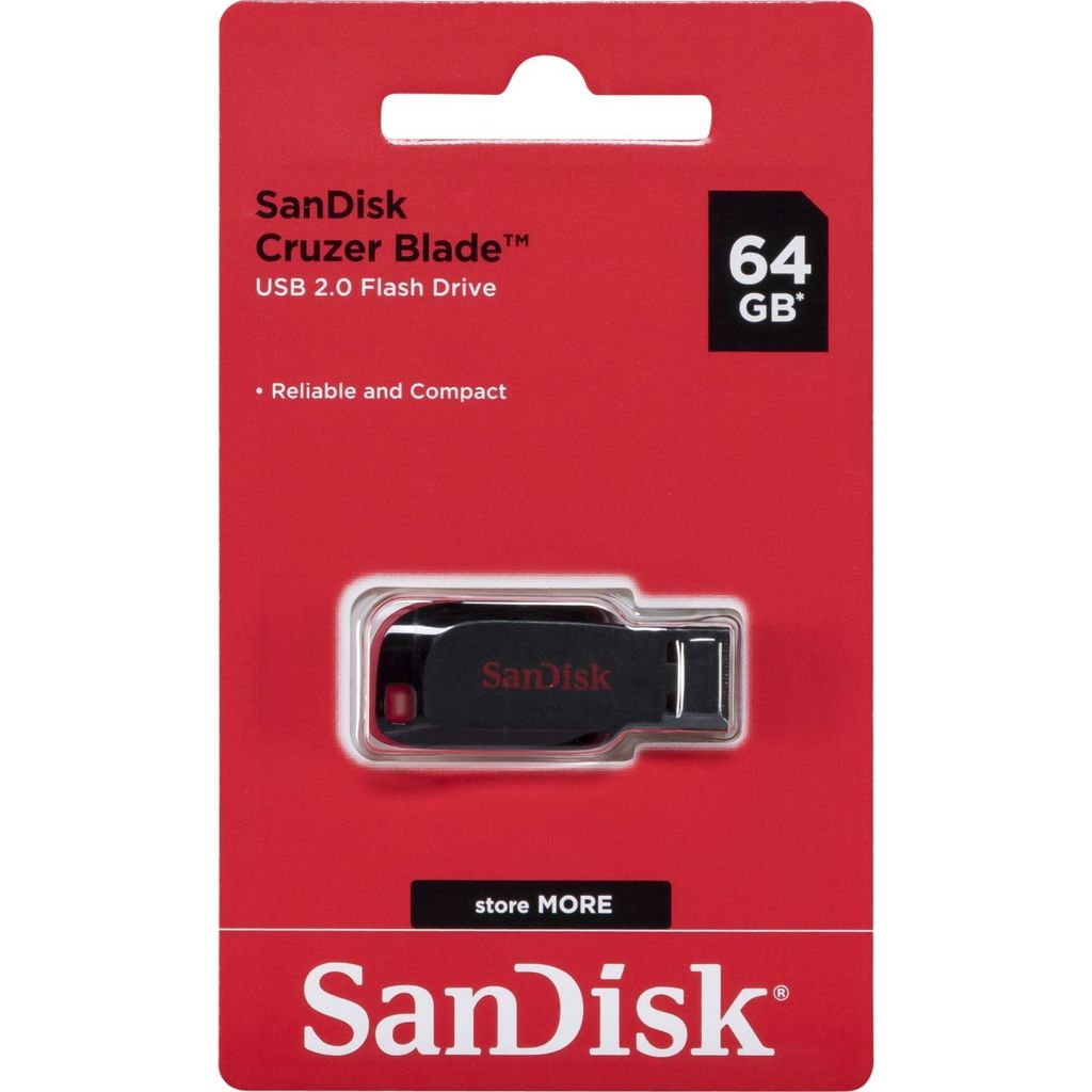 Sandisk Cruzer Blade, 64GB, 64 GB, USB 2.0, Capless, Produktbild 
