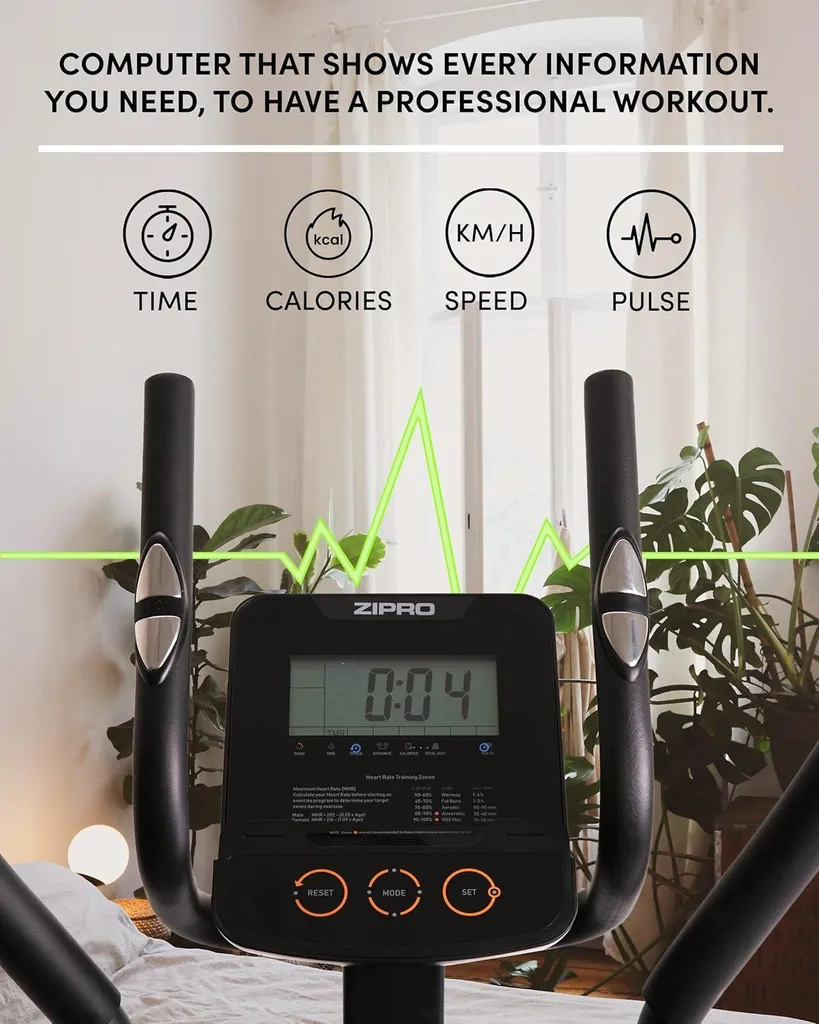 Vélo elliptique 8 niveaux de résistance Zipro Hulk - Robuste 150 kg - 4