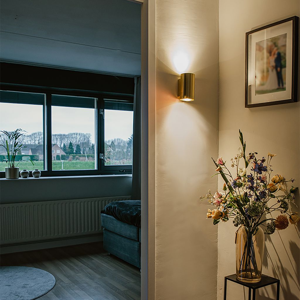 Smarte Wandleuchte Gold Rund inkl 2 WiFi GU10 Sandy